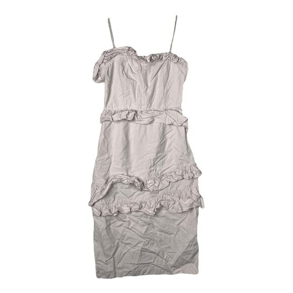 Brock Collection x H&M Pink Ruffle Dress Linen Blend Asymmetrical Ruffles Small - Picture 2 of 6